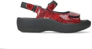 Wolky Women's Flat Sandals, Red Mini Croco Leather, 8.5-9