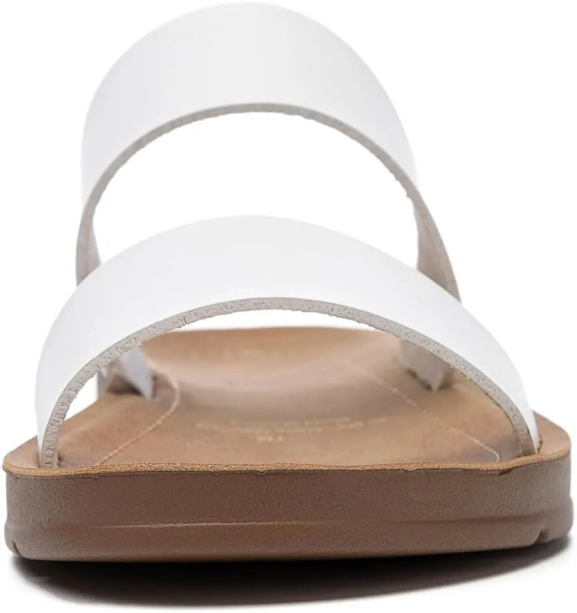 Women Casual Open Toe Two Bands with Elastic Fashion Slide Flat Sandal