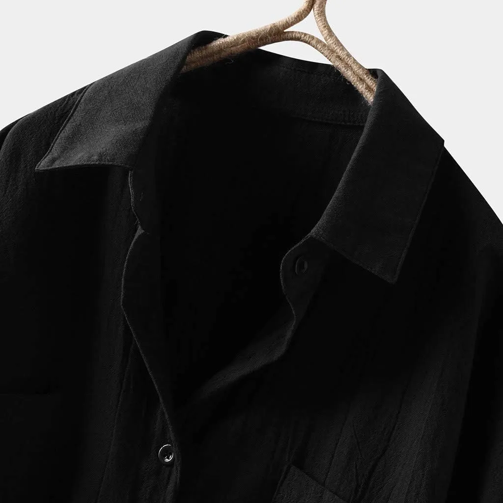 Women Linen Shirts Summer Cotton Linen Buttons Long Sleeve T-Shirt Casual Loose Fit Henley Crew Neck Tee Top