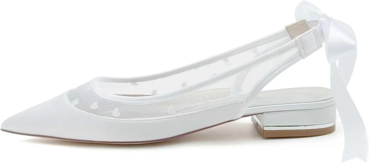 Women’s Ballet Flat Shoes Knit Satin Dress Shoes Pointed Toe Slip On Ballerina Walking Flats Shoes for Woman Low Comfort Soft