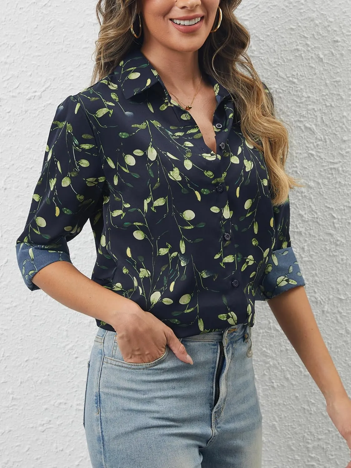 Women's Button Down Shirts Long Sleeve Basic Classic Soft Shirt Collared Fashion Dressy Casual Blouses