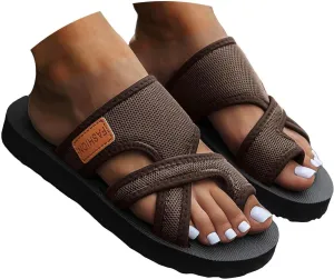 Women's Comfortable Breathable Mesh Flip Flops, Orthopedic Sandals with Arch Support, Summer Non-Slip Hollow Beach Slide