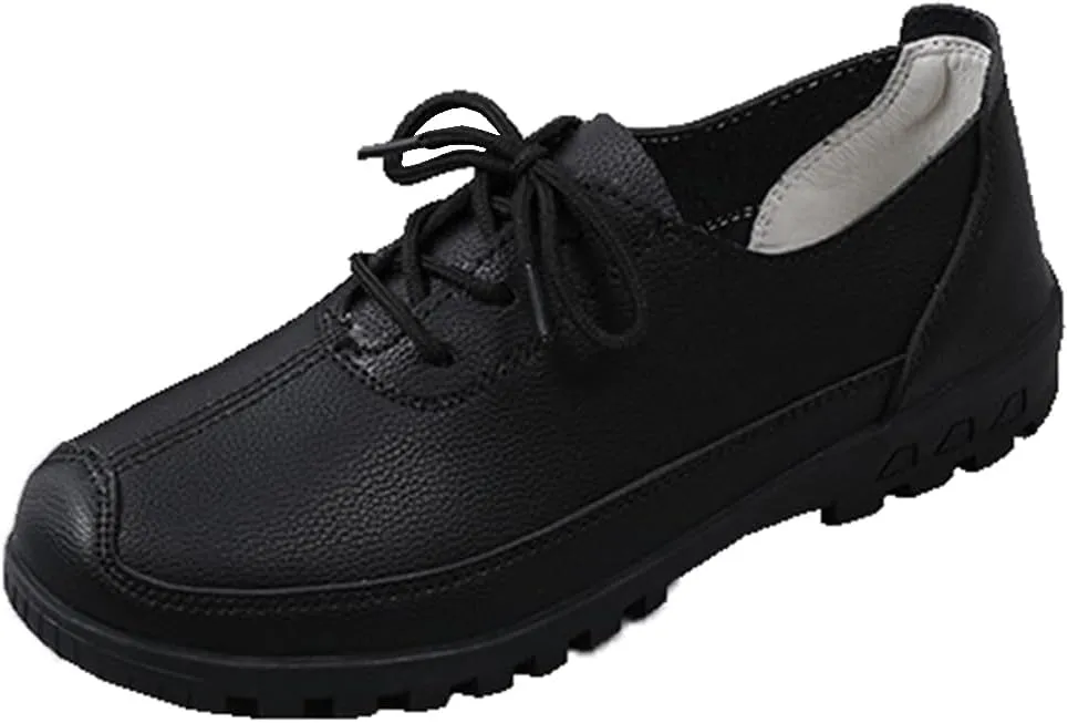 Women's Flat Shoes Lace Up Comfortable and Soft Oxford Non-Slip Brogues Shoes ，Business Casual Work