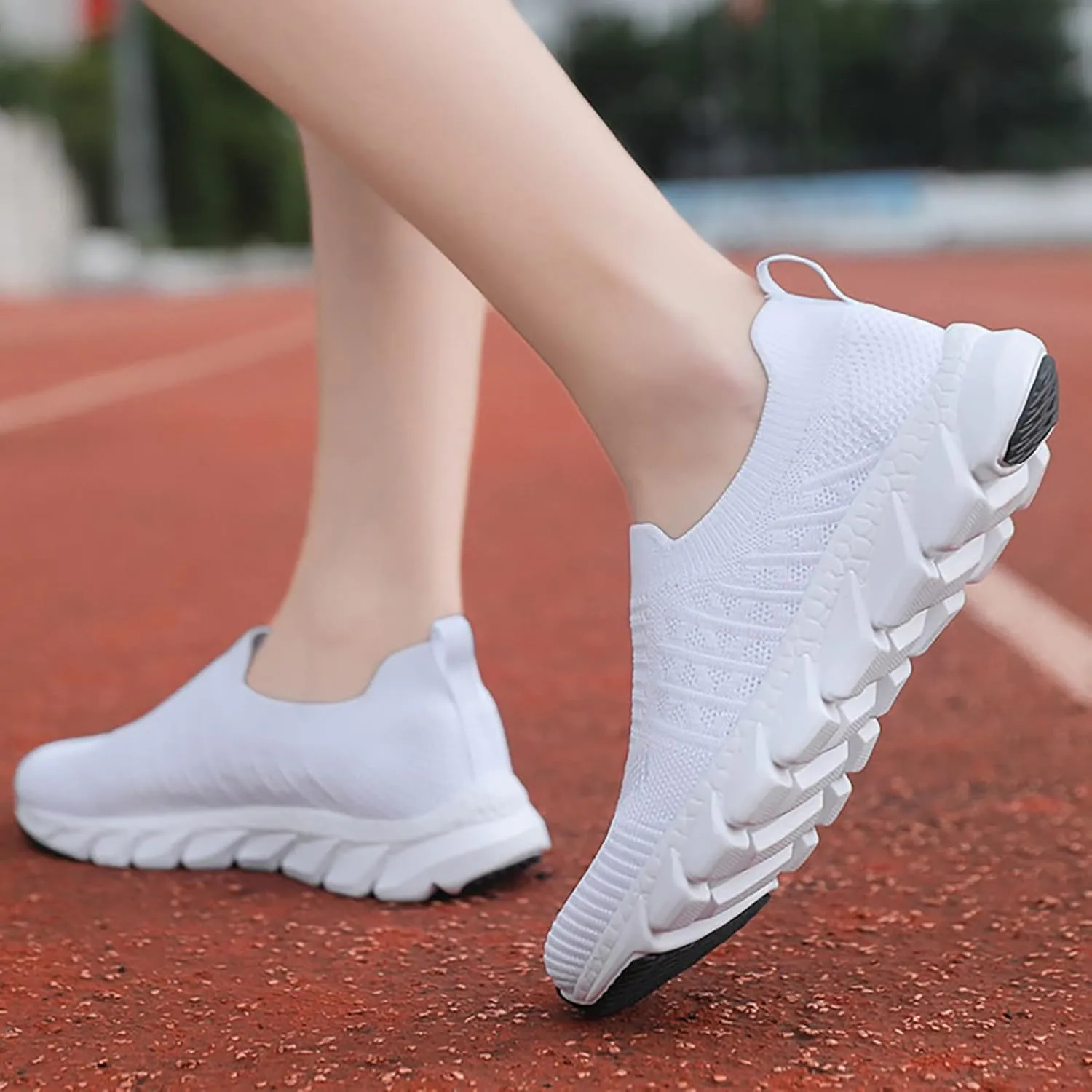 Womens Ladies Walking Running Shoes Slip On Lightweight Mens Dress Shoes Jogging Casual Shoes Trendy White Sneakers Tennis Shoe Cross Trainer Shoe