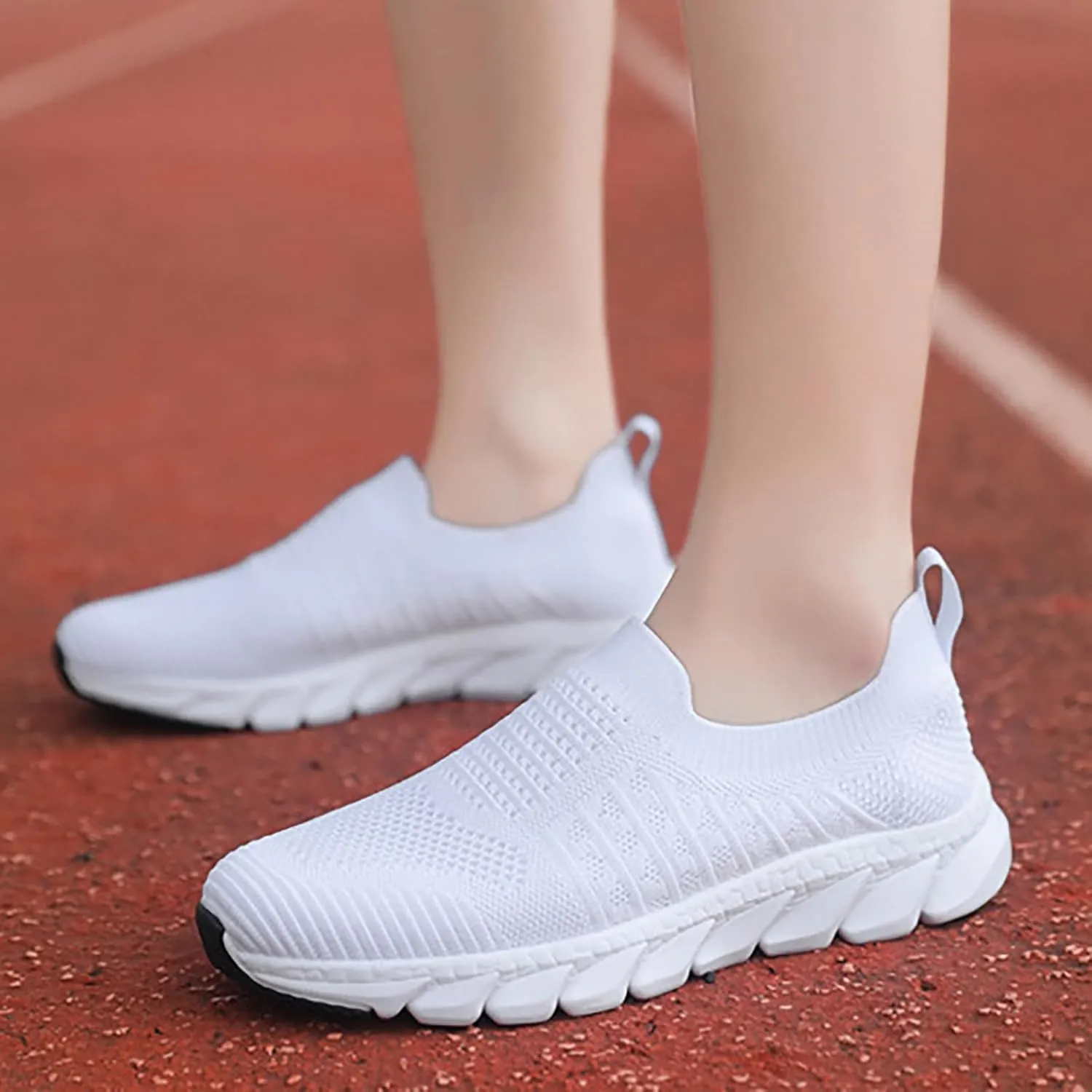 Womens Ladies Walking Running Shoes Slip On Lightweight Mens Dress Shoes Jogging Casual Shoes Trendy White Sneakers Tennis Shoe Cross Trainer Shoe