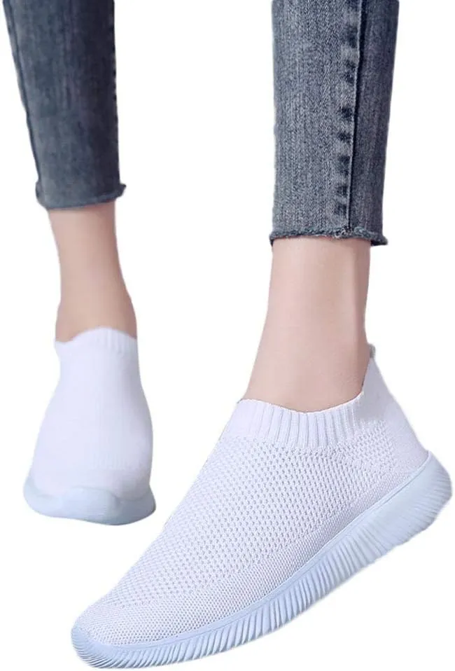 Womens Ladies Walking Running Shoes Slip On Lightweight Mens Running Shoes Mesh Women Casual Shoes Walking Sneakers Brown Tennis Shoe Casual Loafers