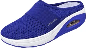 Women's Mule Shoes Air-Cushion Slip-On Walking Shoes Summer Backless Walking Sneakers Mesh Arch-Support Orthopedic Diabetic Shoe Casual Lightweight Breathable Slippers Closed Toe Slides