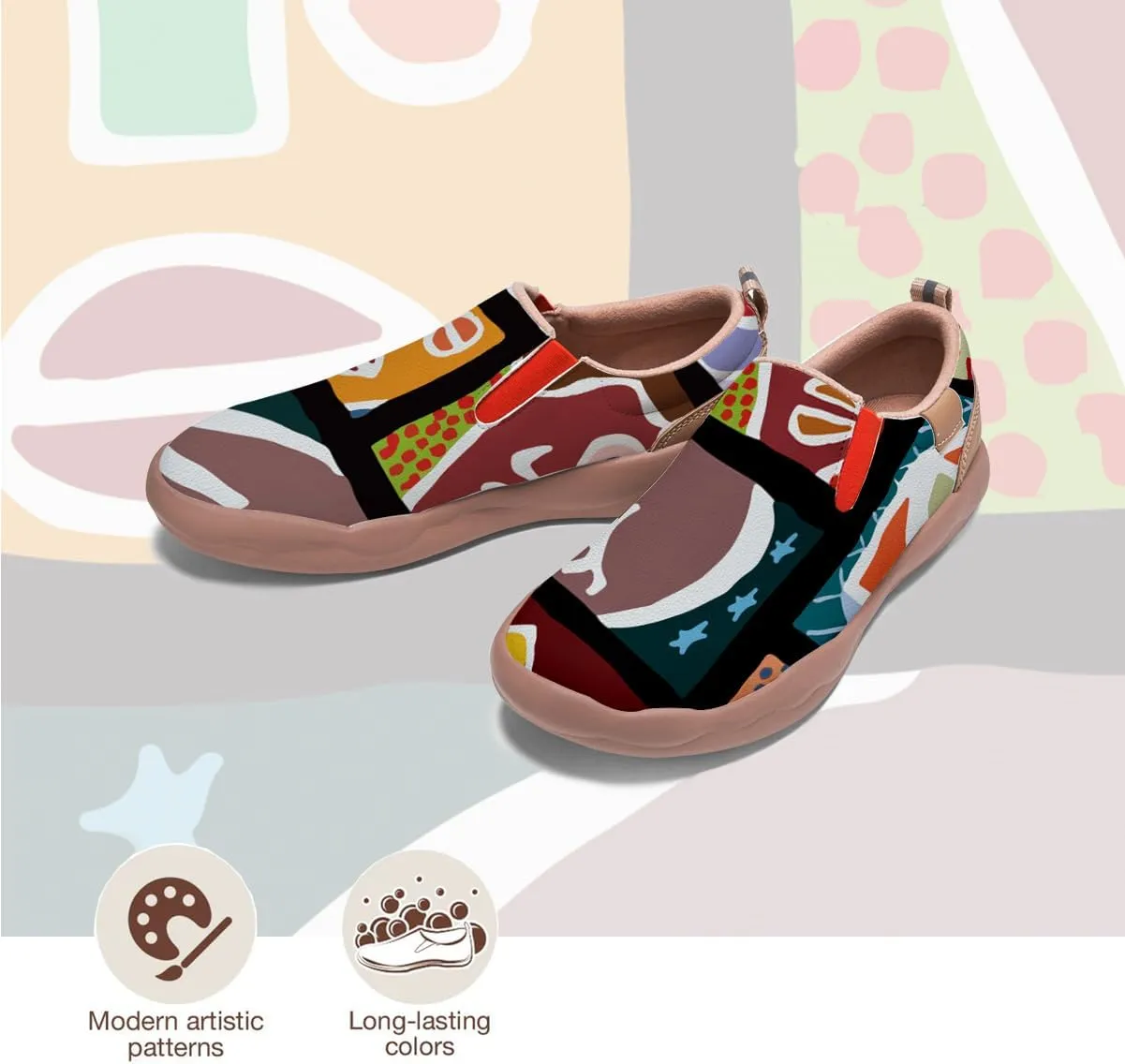 Womens Painted Travel Shoes - Loafers Abstract Art Flat Shoe Slip On Fashion Sneaker Ladies Casual Walking Shoes