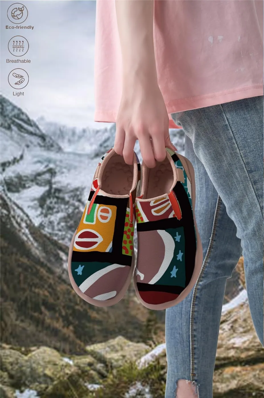 Womens Painted Travel Shoes - Loafers Abstract Art Flat Shoe Slip On Fashion Sneaker Ladies Casual Walking Shoes
