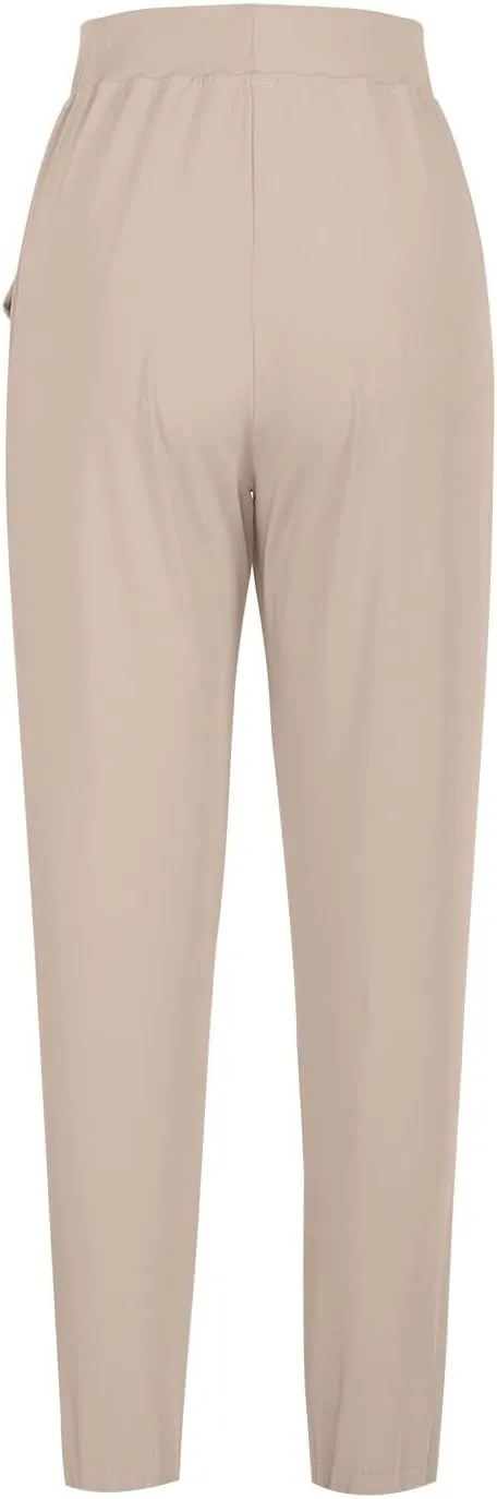 Women's Pants with Pockets Drawstring High Waisted Stretch Ankle Sweatpants for Golf, Athletic, Lounge, Travel, Work