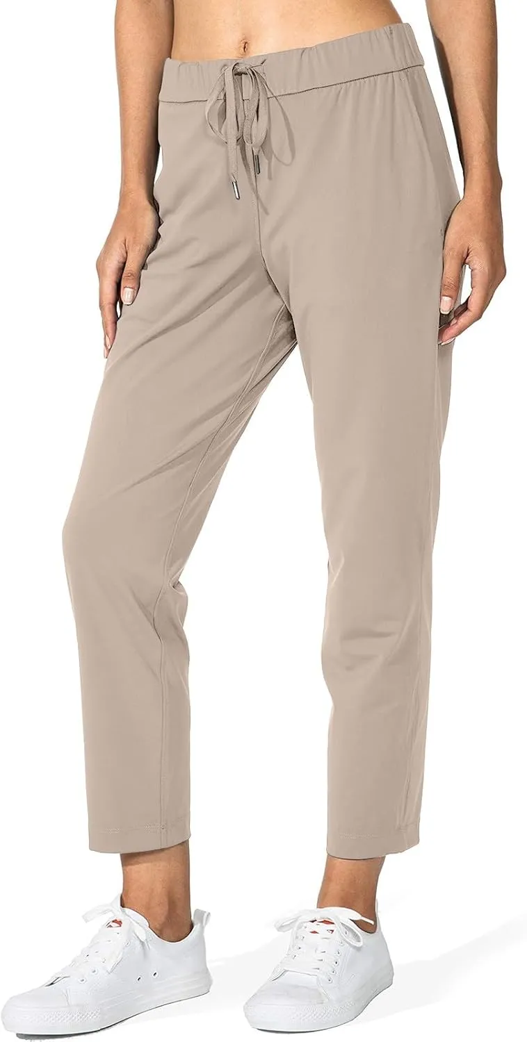 Women's Pants with Pockets Drawstring High Waisted Stretch Ankle Sweatpants for Golf, Athletic, Lounge, Travel, Work