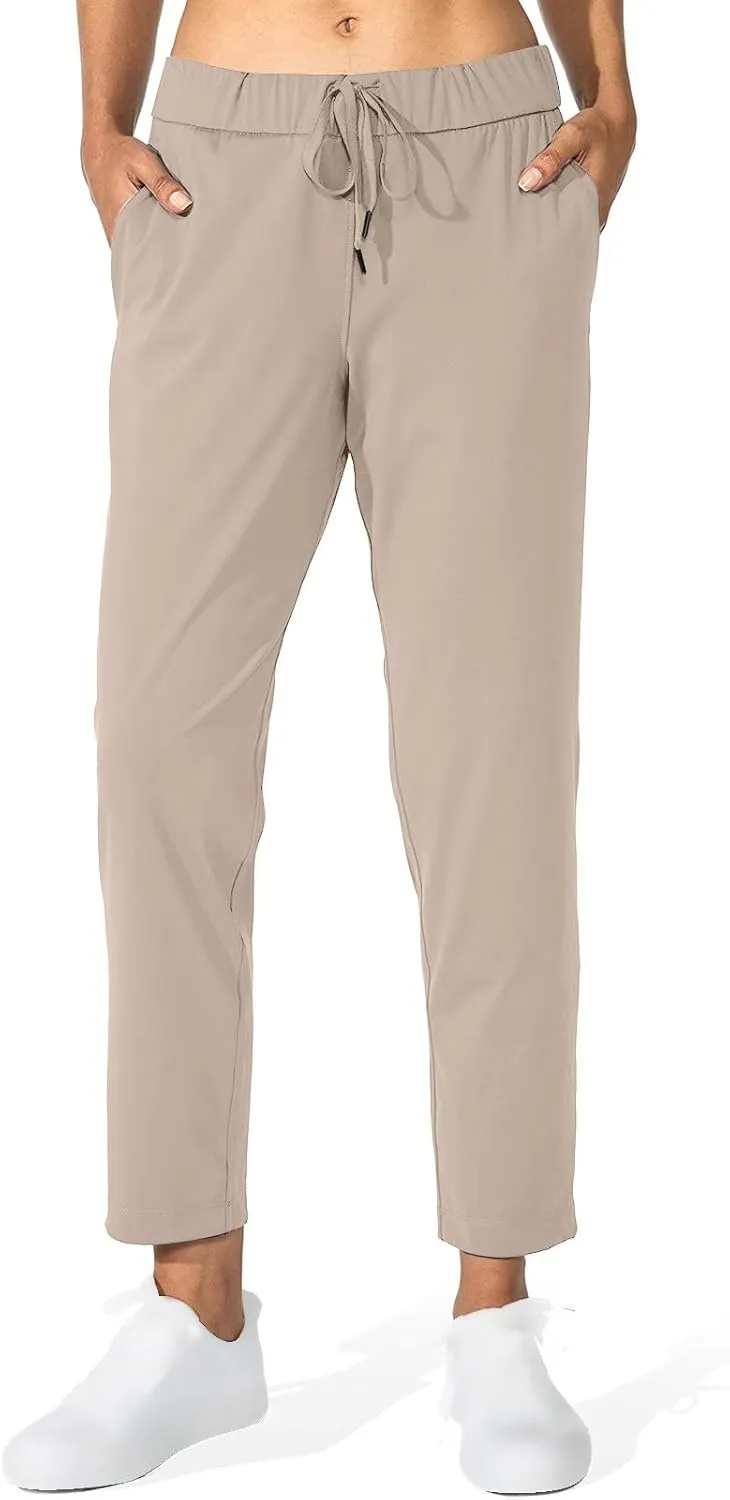 Women's Pants with Pockets Drawstring High Waisted Stretch Ankle Sweatpants for Golf, Athletic, Lounge, Travel, Work
