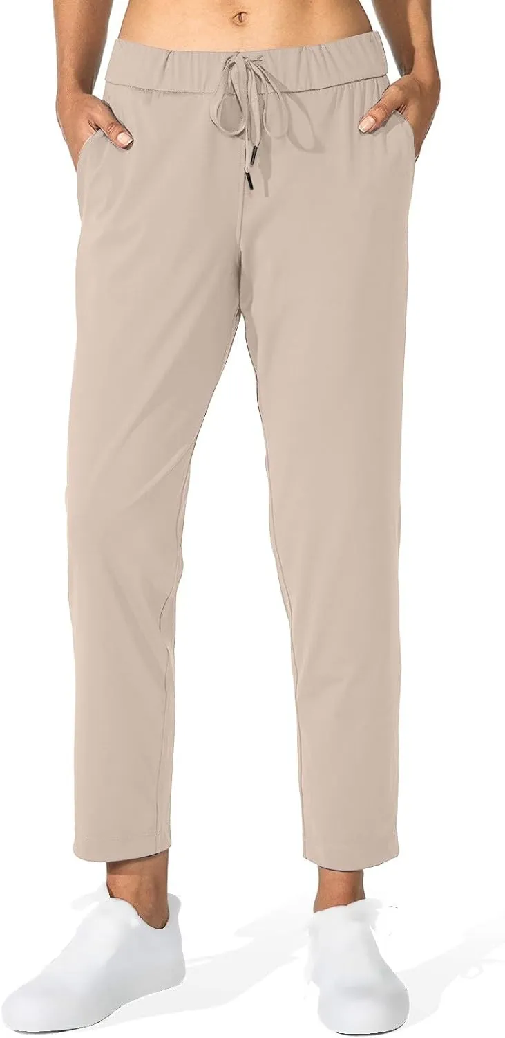 Women's Pants with Pockets Drawstring High Waisted Stretch Ankle Sweatpants for Golf, Athletic, Lounge, Travel, Work