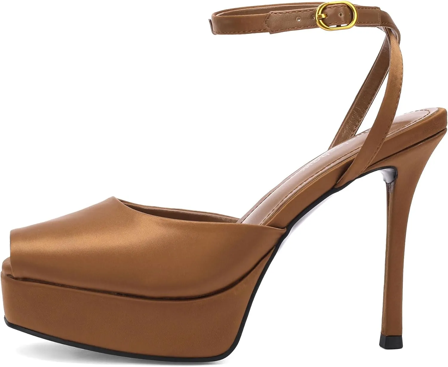 Women's Peep Toe Slingback Sandals Platform Pumps High Stiletto Heels Ankle Buckle Strap 4.7" Spike Heels Evening Comfy Party Shoes