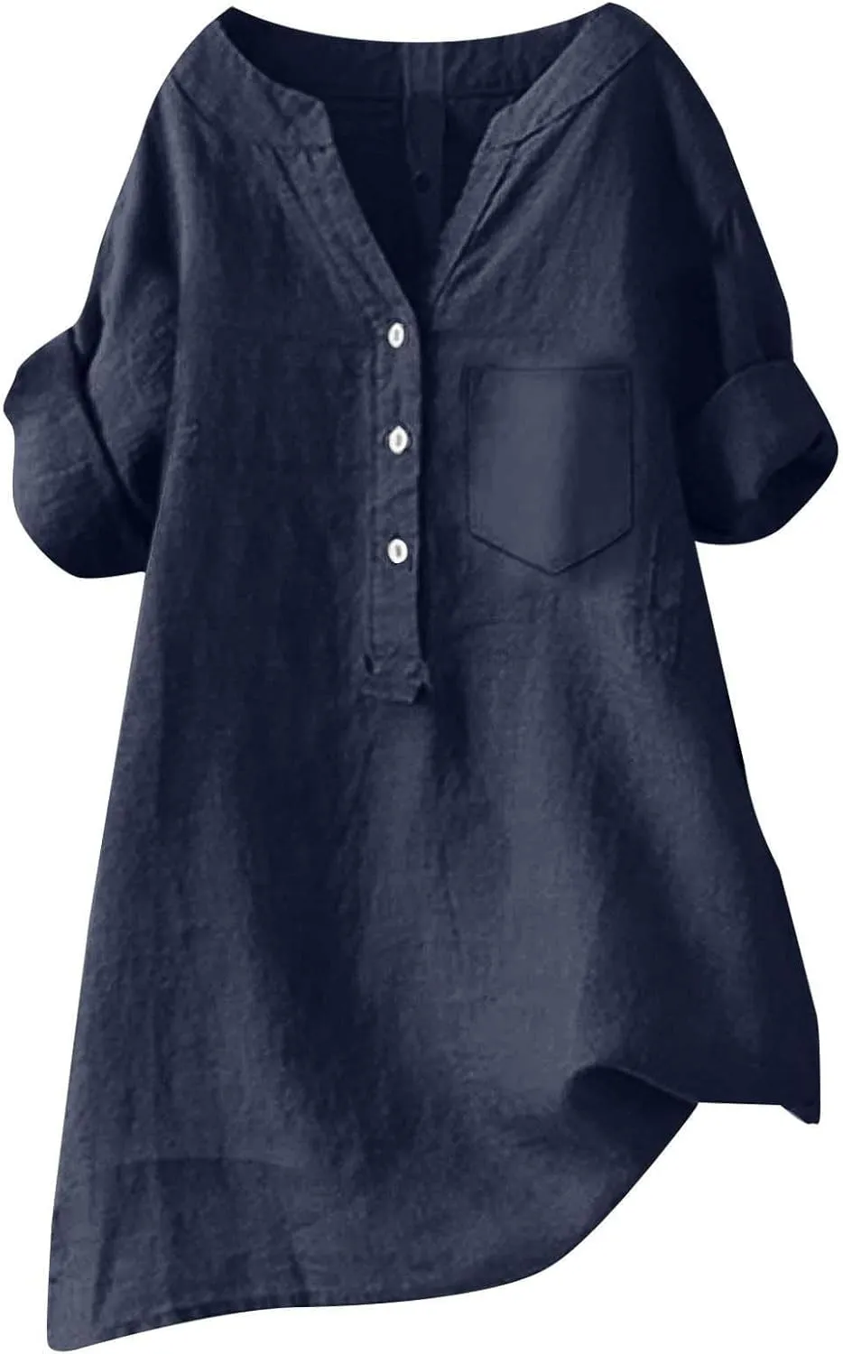 Womens Short Sleeve Cotton Linen Shirt Casual Crewneck Comfy T Shirt Bohemian Boho Loose Fit Summer Tee Tops