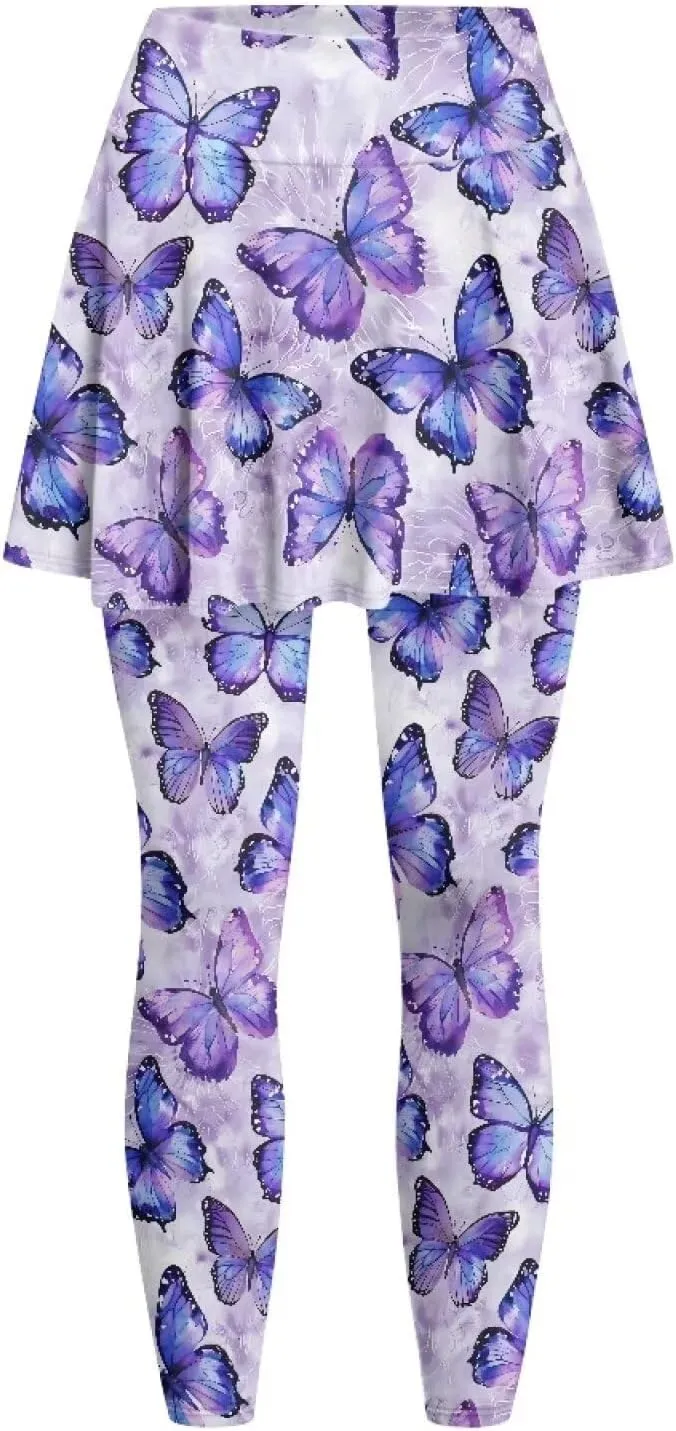 Women's Tennis Leggings with Skirts and Pockets - Soft, Comfortable Athletic Skirt with Leggings