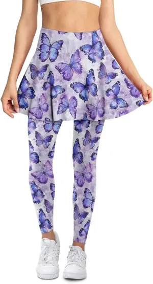 Women's Tennis Leggings with Skirts and Pockets - Soft, Comfortable Athletic Skirt with Leggings