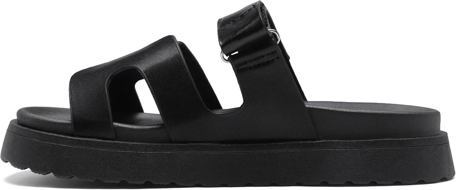 Women's Thick Platform Slide Sandals anti-slip Sole Open Toe Strap Summer Flats Shoes