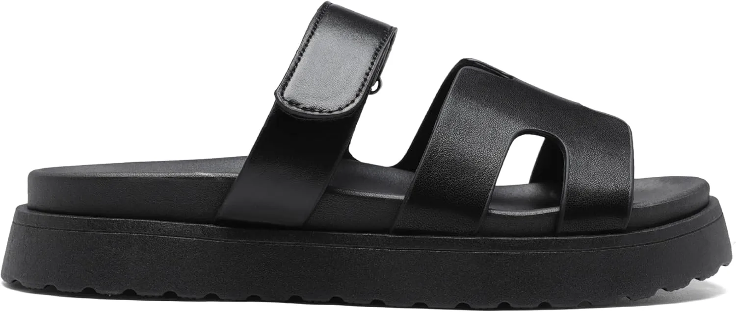 Women's Thick Platform Slide Sandals anti-slip Sole Open Toe Strap Summer Flats Shoes