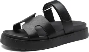 Women's Thick Platform Slide Sandals anti-slip Sole Open Toe Strap Summer Flats Shoes