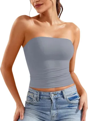 Womens Tube Top 2025 Summer Clothes Backless Bandeau Sleeveless Strapless Crop Tops