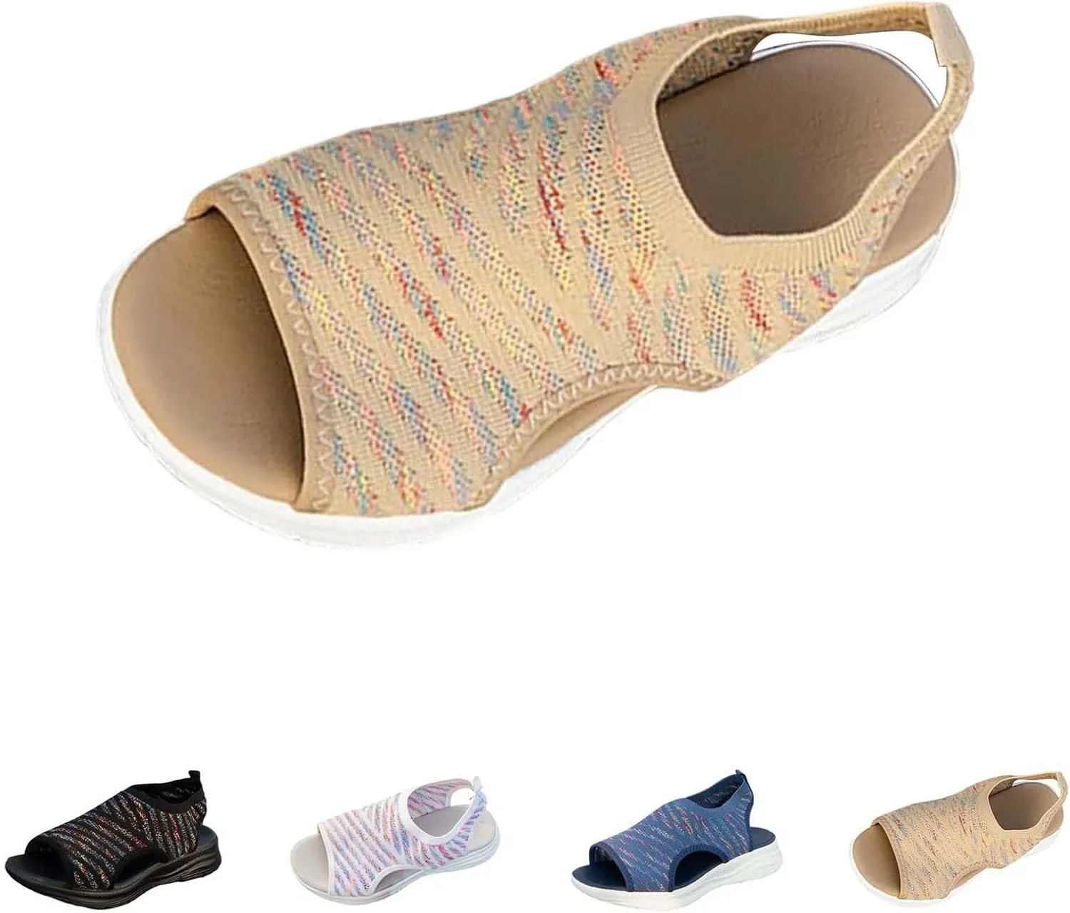 Womens Walking Sandals Comfortable Arch Support Orthopedic Platform Silde Open Toe Sport Shoes for Summer Beach