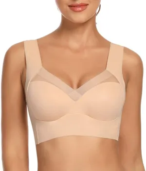 WOWENY Womens Wirefree Padded Bras Everyday Lounge Bra Sleeping Seamless Straps Bralettes Full Coverage Pullover Plus Size