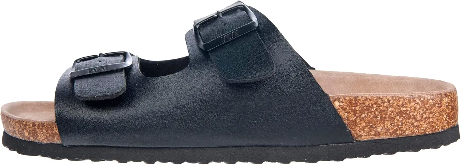 WTW Men's Cork Footbed Sandals Slip on Beach Slide Sandals Shoes with Adjustable Metal Buckle Strap for Men