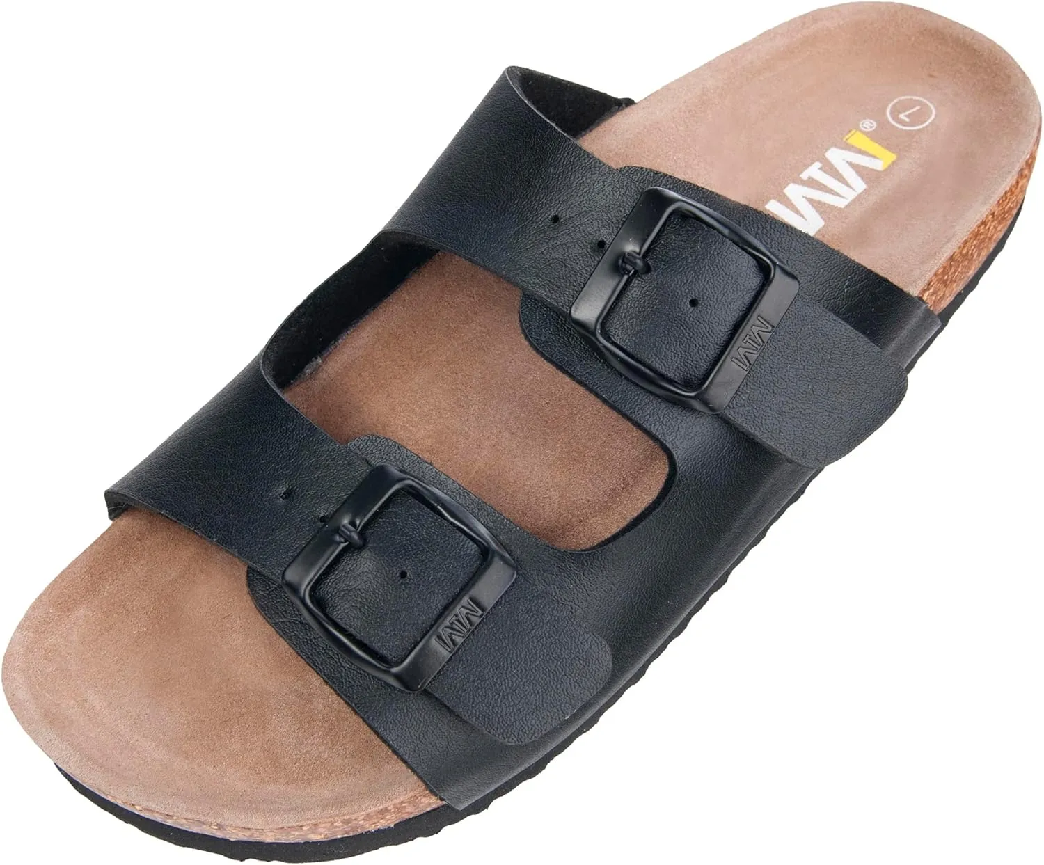 WTW Men's Cork Footbed Sandals Slip on Beach Slide Sandals Shoes with Adjustable Metal Buckle Strap for Men