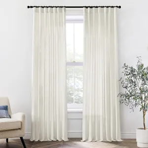 XTMYI 90 Inches Long Sheer Linen Curtains 2 Panels Set,Hook Tape Back Tab Semi Sheer Cotton Blend Fabric Modern Cottage Core Cottagecore Curtain Drapes for Living Room Bedroom,50x90 in Length