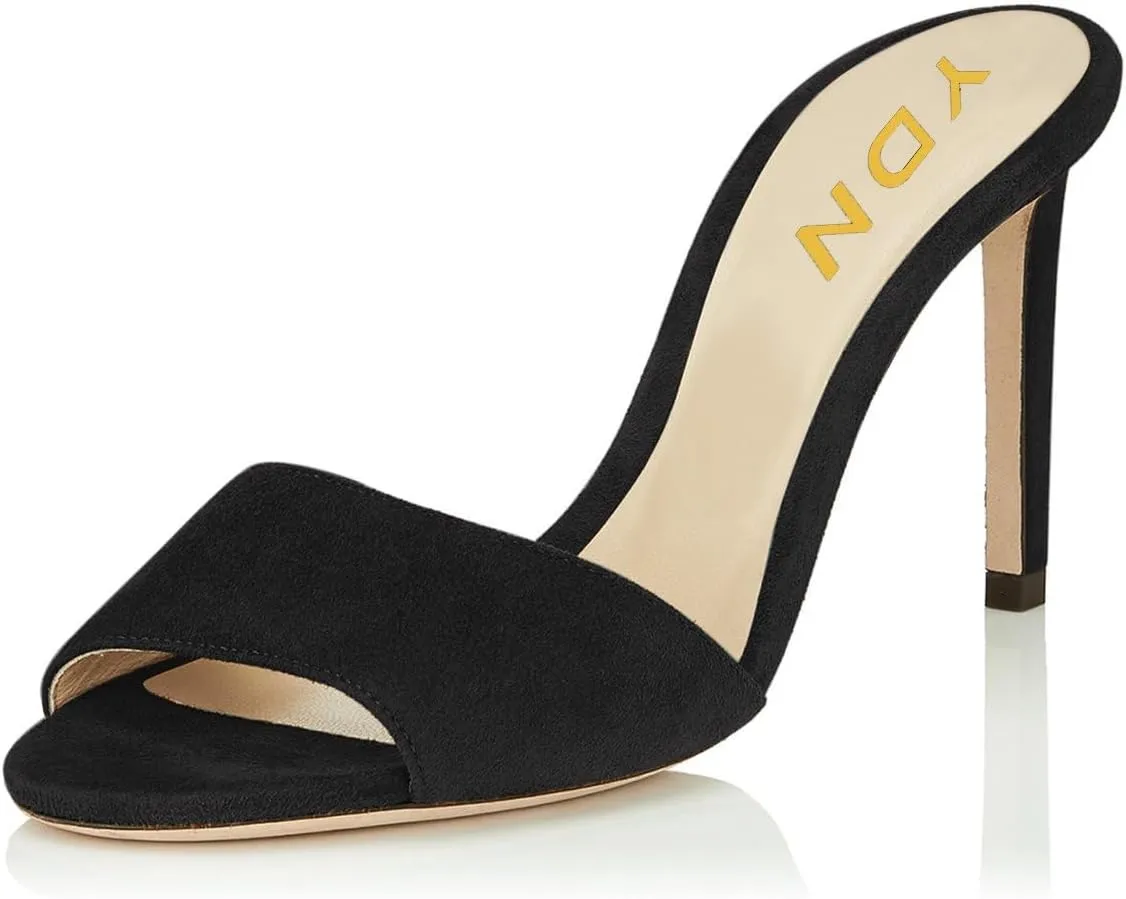 YDN Women Open Toe High Heel Sandals Slip On Mules Sexy Stilettos Pumps Party Slide Shoes Size 4-15 US