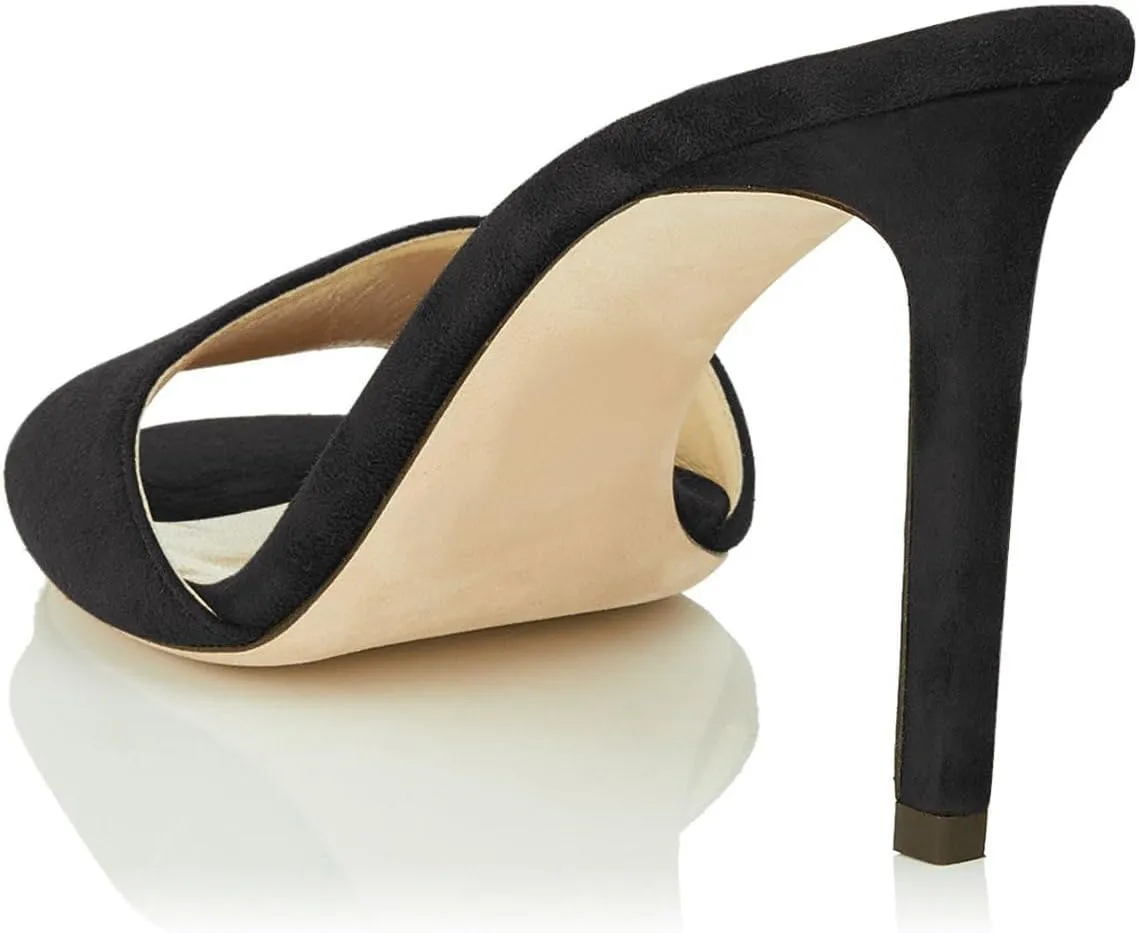 YDN Women Open Toe High Heel Sandals Slip On Mules Sexy Stilettos Pumps Party Slide Shoes Size 4-15 US