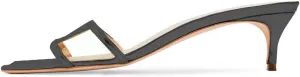 YDN Women's Square Open Toe Low Kitten Heels Slide Sandals Cutout Mules Pumps Summer Party Dress Shoes