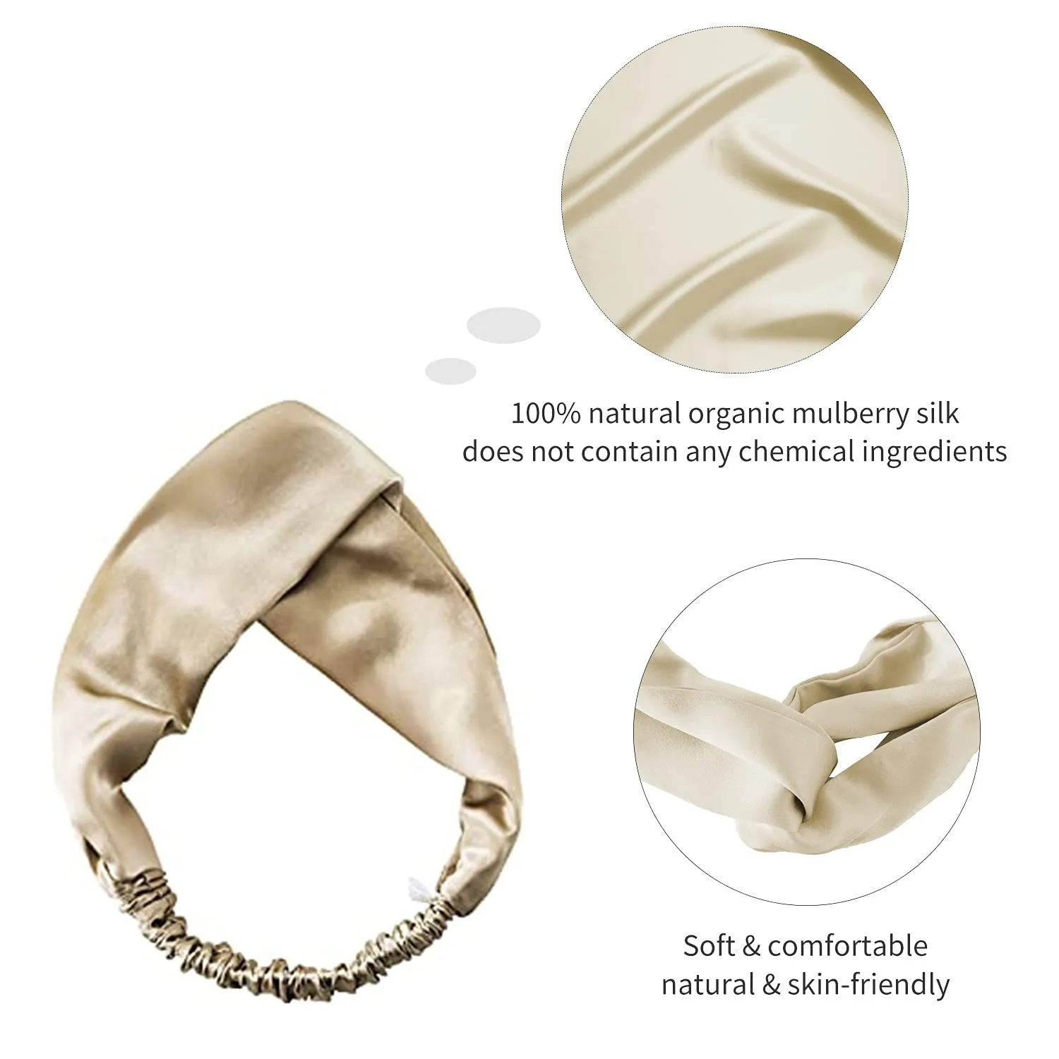 ZIMASILK 100% Mulberry Silk Headband Elastic Twisted Head Hair Wrap Accessory Turban For Women(Taupe)